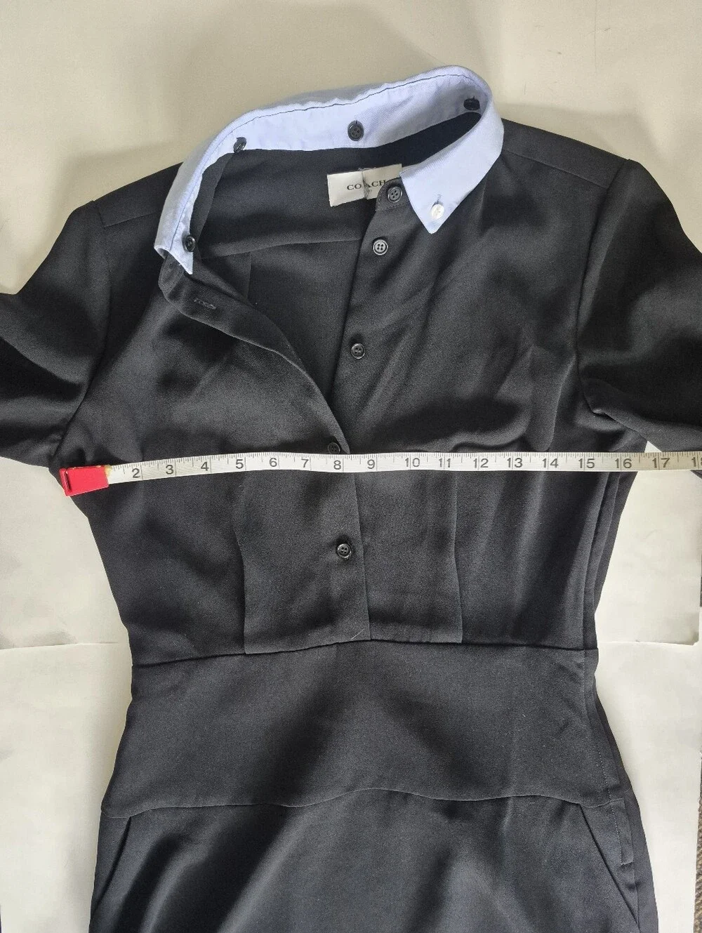 COACH Shirt Dress Black With Blue Detachable Collar Size 2